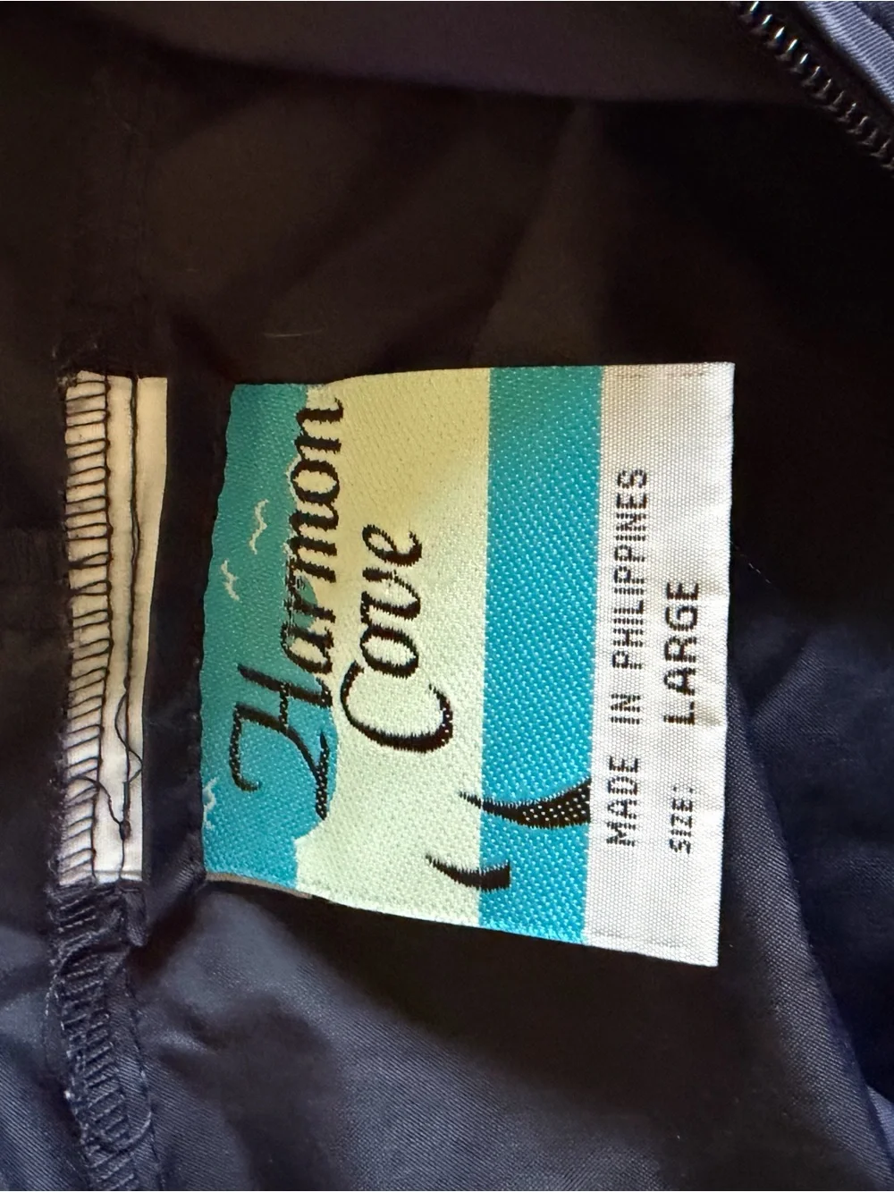 EUC Men's Navy Rain Pullover with Green Chest Stripe